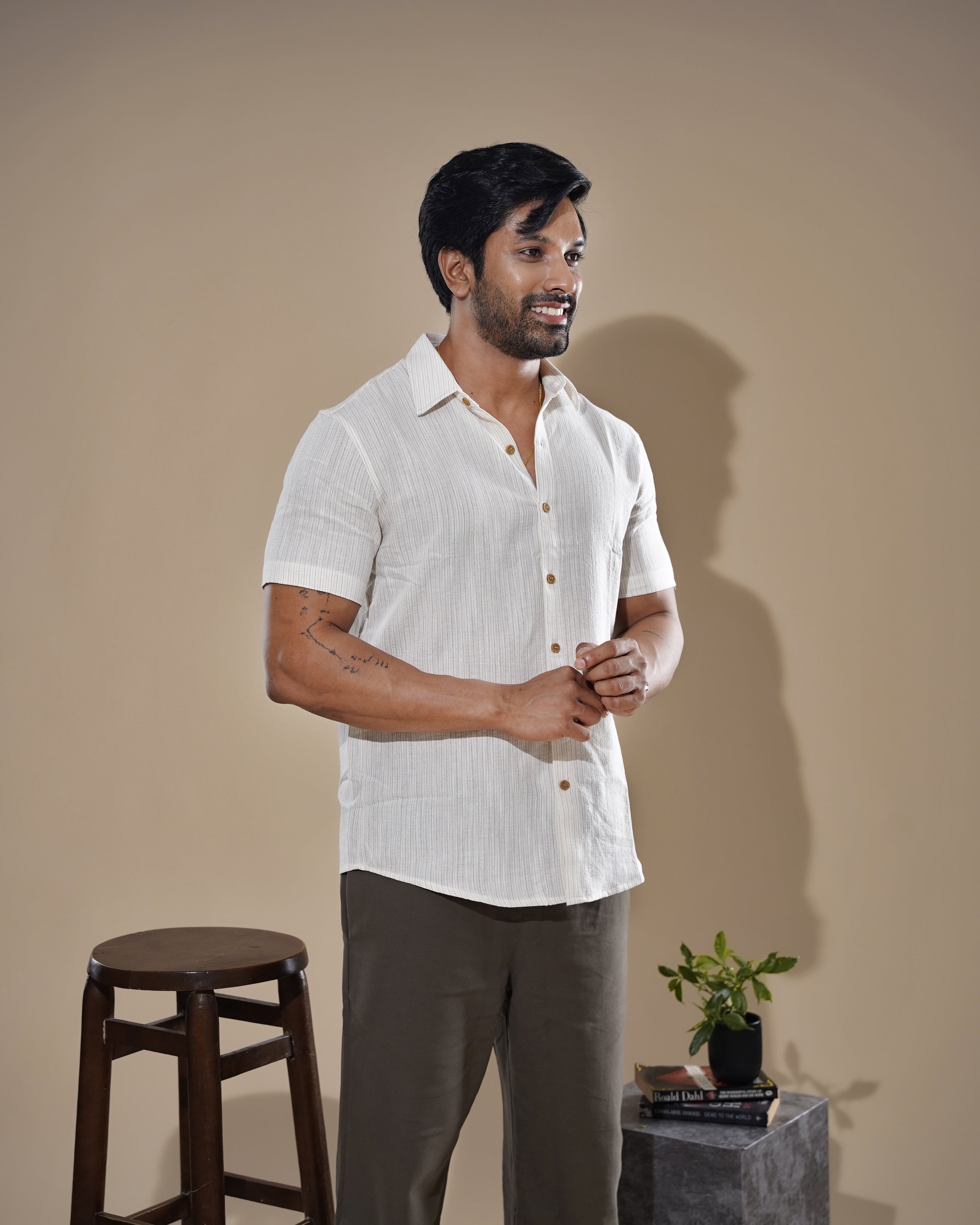 Cream Striped Shirt