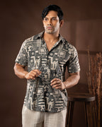 Green Abstract Short Sleeve Shirt