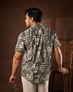 Green Abstract Short Sleeve Shirt