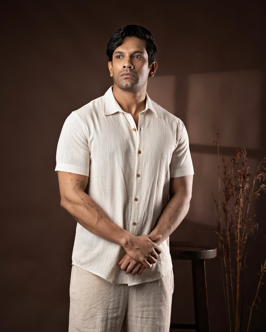 Cream Striped Shirt